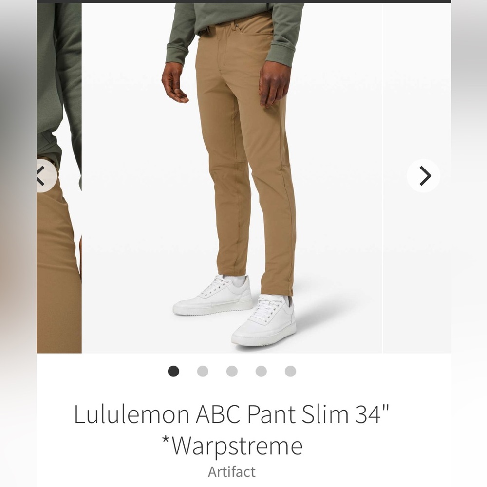 Lululemon ABC Pant Slim 34” *Warpstreme (Color: Artifact) Size 30